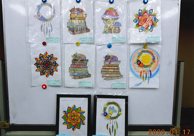 ぬり絵コンテスト出展作品。3名の方が入選